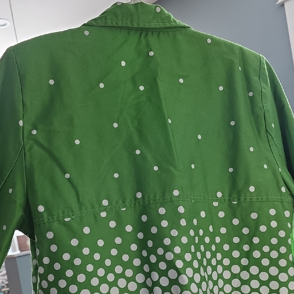 dressbarn Green and White Polka Dot Pea Coat - Picture 6 of 7